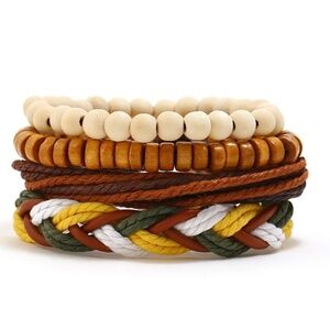 *ARANZA* Brown Woven x Beaded Fashion Bracelets